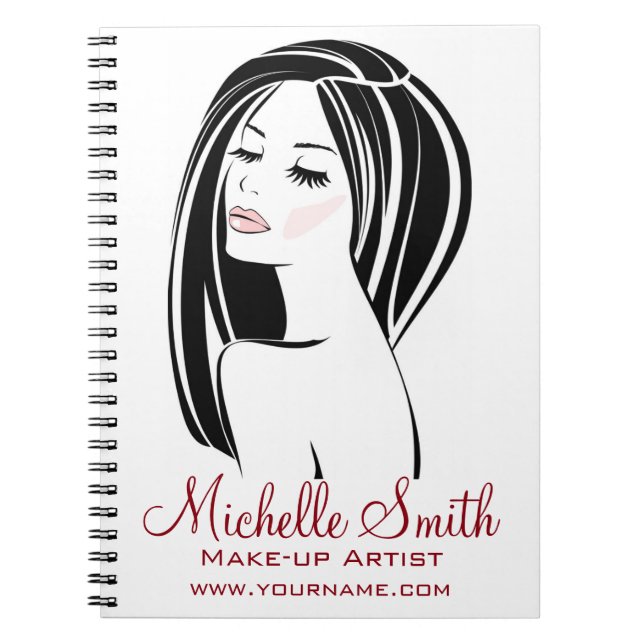 Modern Black Light Pink Chic Eyelash Makeup Artist Spiral Notebook (Front)