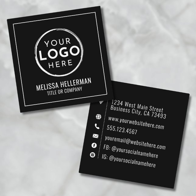 Modern Black Logo Professional Minimalist Square Business Card (Modern Black Logo Professional Minimalist Square Business Card)