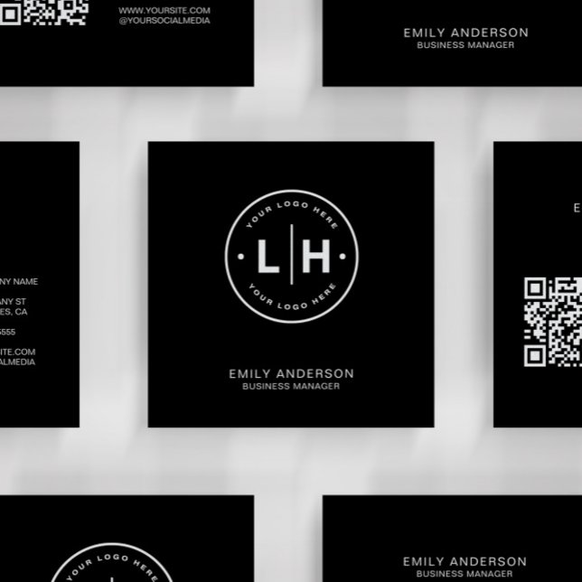 Modern Black Logo QR Business Card (Creator Uploaded)