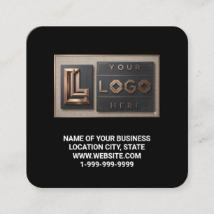 Modern Black Logo QR Code Scan Website Square Business Card