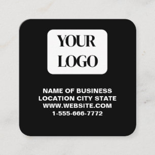 Modern Black Logo QR Code Scan Website Square Business Card