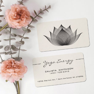 Modern Black Lotus Flower Art Elegant Unique Yoga Business Card