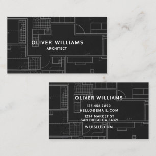 Modern Black Luxury Architect Contractor Business Card