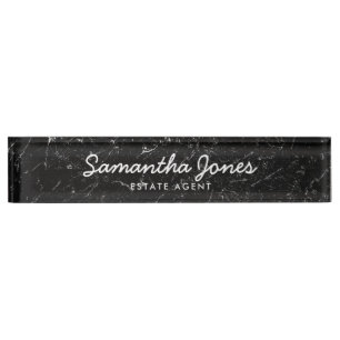 Modern Black Marble Classic Personalised Nameplate
