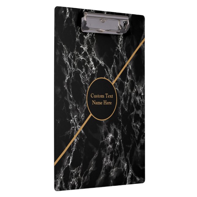Modern Black Marble Clipboard with Custom Text (Right)