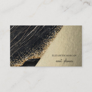 Modern Black Marble Gold Sequins,Geometric Business Card