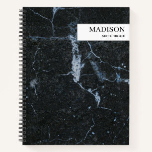 Modern Black Marble Minimalist Sketchbook Notebook