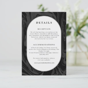 Modern black marble wedding information  enclosure card