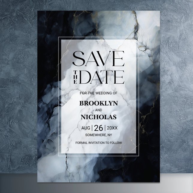 Modern Black Marble Wedding Save the Date (Creator Uploaded)