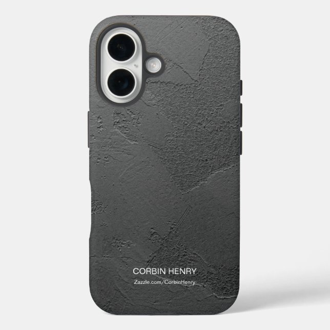 Modern Black Matte Textured Personalised Name Case-Mate iPhone Case (Back)