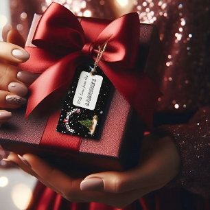 Modern Black Merry Christmas Graffiti Gift Tag