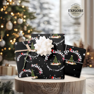 Modern Black Merry Christmas Graffiti  Wrapping Paper Sheet