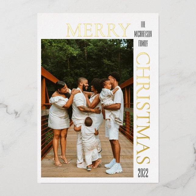 Modern Black Merry Christmas Photo (Front)