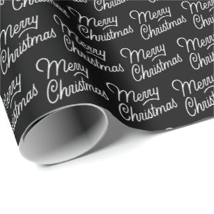 Modern Black Merry Christmas Wrapping Paper