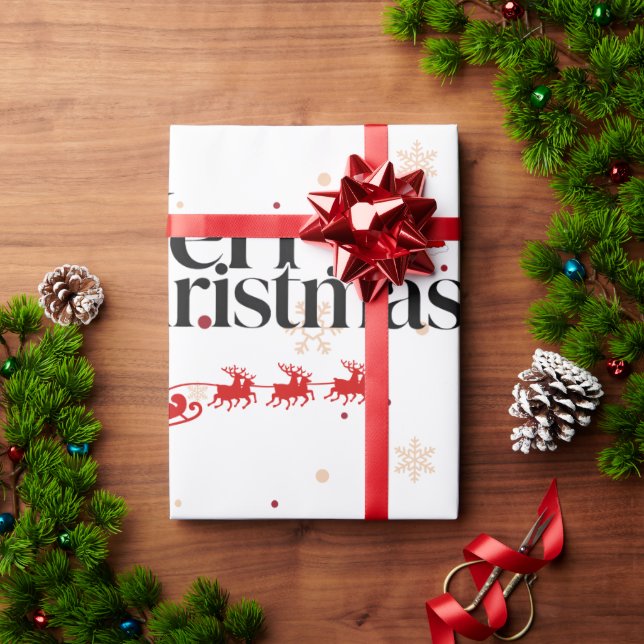 Modern Black Merry Christmas Wrapping Paper (Holiday Gift)