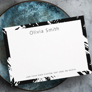 Modern black messy brushstrokes stationery  card