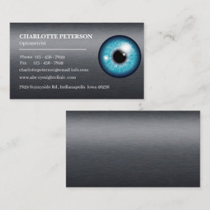 Modern Black Metal & Eyeball Optometrist   Business Card