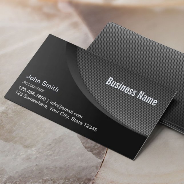 Modern Black Metal Mesh Accountant Business Card (Creator Uploaded)