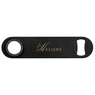 Modern Black Minimal & Gold Script Monogram 