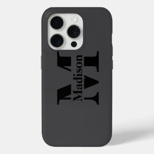 Modern black minimal monogram Case-Mate iPhone 15 Pro Case