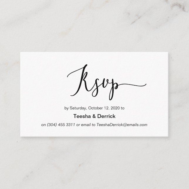 Modern black minimalism font, Wedding RSVP Enclosure Card (Front)