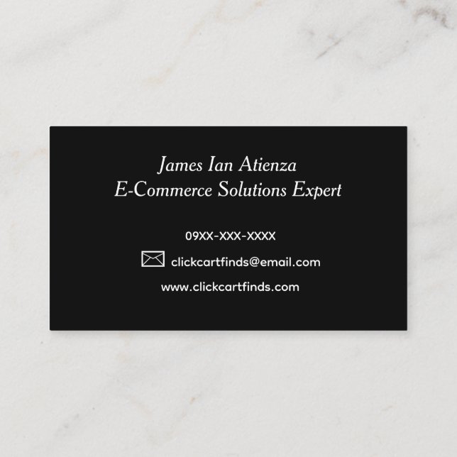 Modern Black Minimalist Business Card Template (Back)
