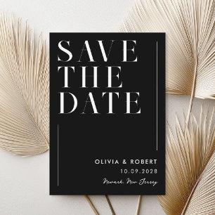 Modern Black Minimalist Chic Wedding Save The Date