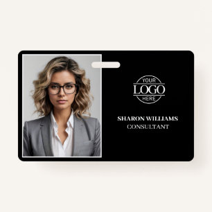 Modern Black Minimalist Company Employee Photo ID ID Badge