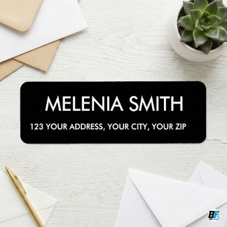 Modern black minimalist elegant return address 