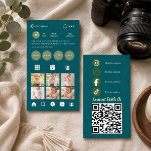 Modern Black Minimalist Instagram QR Code Logo Business Card