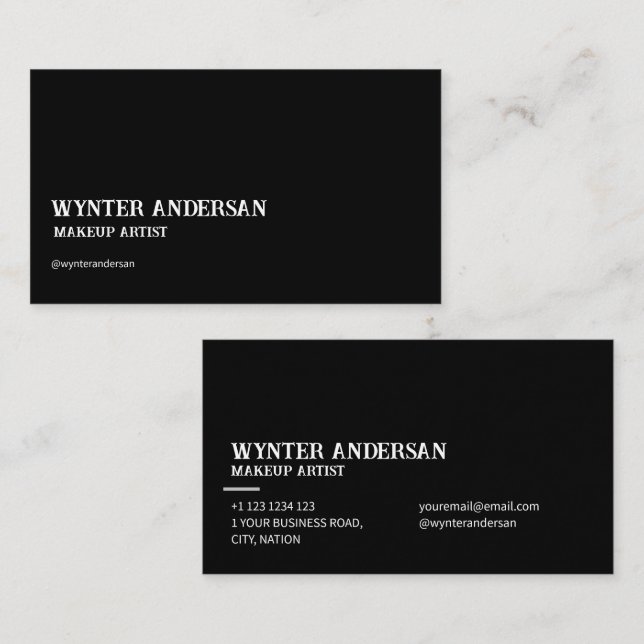 Modern Black Minimalist Luxury Custom  Name Business Card (Front/Back)
