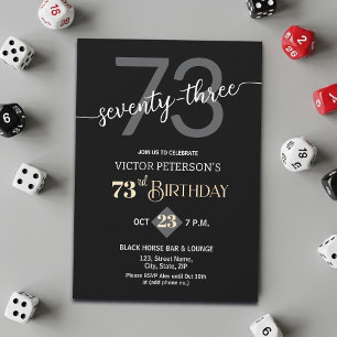 Modern Black Minimalist Men 73rd Birthday Party Invitation