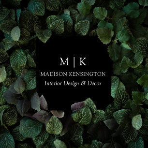 Modern Black Minimalist Monogram or Add Logo Square Business Card