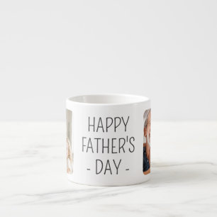 Modern Black Minimalist Multi Photo Father's Day Espresso Cup