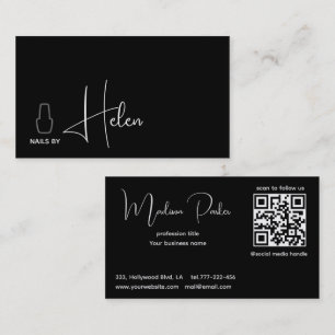 Modern black minimalist nail polish business card
