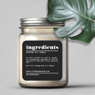Modern black minimalist product ingredients label