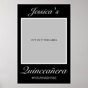 Modern Black Minimalist Quinceañera Photo Prop Poster