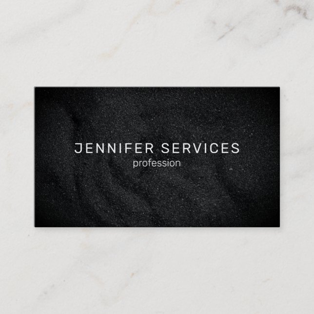 modern black minimalist sand texture simple business card (Front)