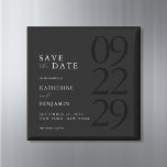 Modern Black Minimalist Wedding Magnet<br><div class="desc">Easily personalise your wedding save the date cards with this editable template. Features minimal elegant typography design in black colour.</div>