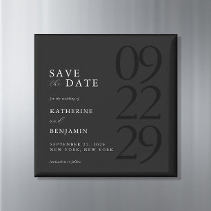 Modern Black Minimalist Wedding Magnet