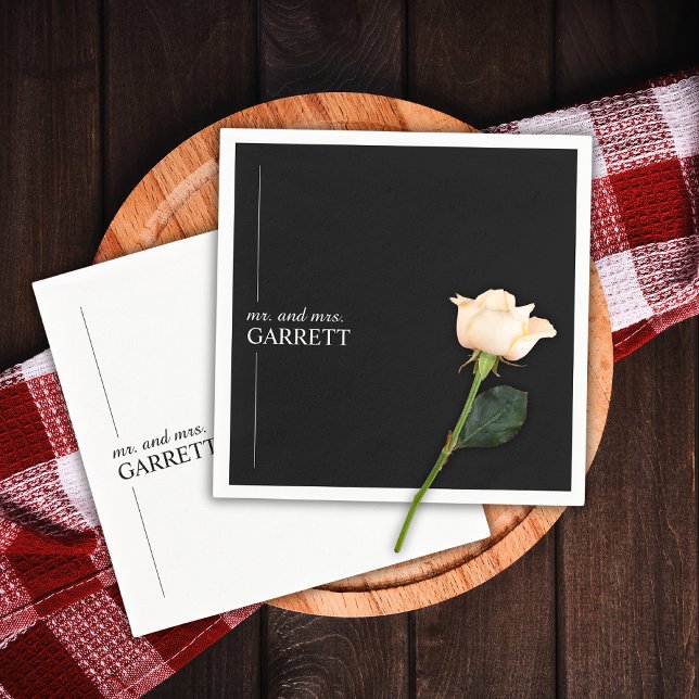 Modern Black Minimalist Wedding Napkin (Creator Uploaded)