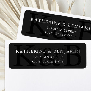 Modern Black Minimalist Wedding Return Address