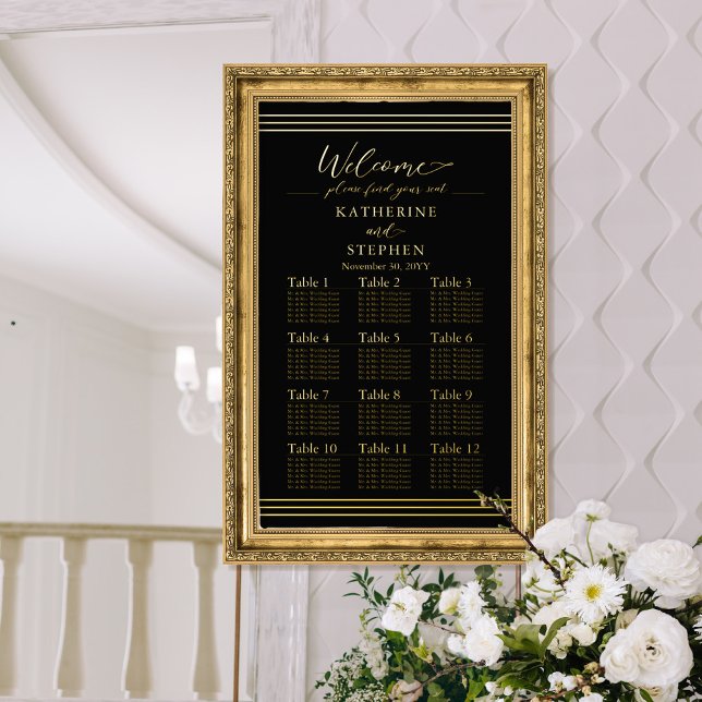Modern Black Minimalist Wedding Seating Chart (Creator Uploaded)