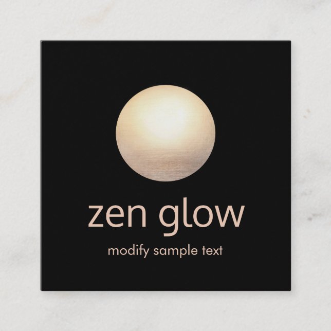 Modern Black Minimalistic Gold Circle Square Business Card (Front)