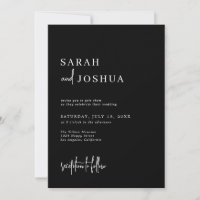Modern Black Monochrome Minimalist Script Wedding