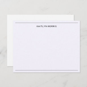 Modern Black Monogram Casual Ultra Pale Purple Card