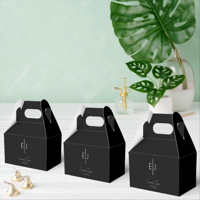 Modern Black Monogram Favour Box (Multiple)