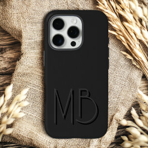 Modern Black Monogram Initials Contemporary iPhone 16 Pro Case