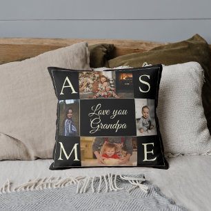 Modern Black Monogram Love You Grandfather Cushion