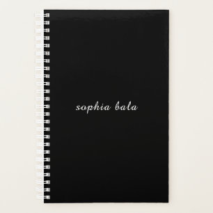 Modern Black Monogram Name Design Planner
